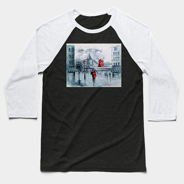 Moulin Rouge Baseball T-Shirt by OLHADARCHUKART